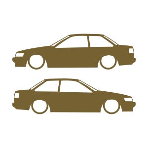 Set van 2 verlaagde autosilhouet-stickers voor Toyota Hilux 2-deurs N50 1988-97 Coupé Goud
