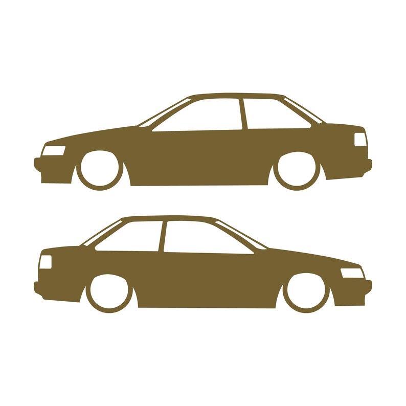 Set van 2 verlaagde autosilhouet-stickers voor Toyota Hilux 2-deurs N50 1988-97 Coupé Goud