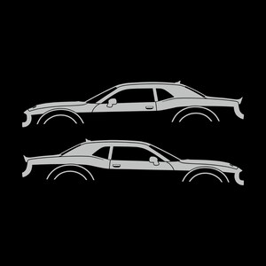 Ensemble de 2 autocollants silhouette de voiture pour Dodge Challenger Hellcat Light Grey