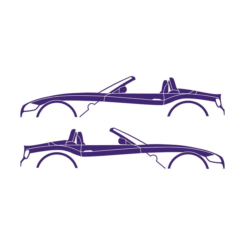 Set Of 2 Car Silhouette Decal Stickers For BMW Z4 E85 Roadster Purple