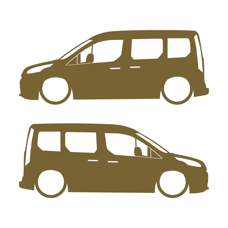 Juego de 2 pegatinas decorativas con silueta de coche rebajado para Ford Transit Connect Mk2 Wagon Oro