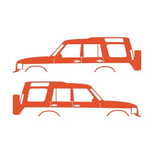Set Of 2 Lifted Car Silhouette Decal Stickers For Land Rover Discovery 1 2 Classic Orange