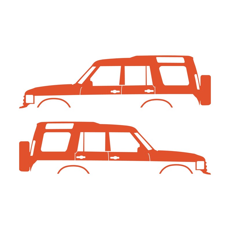 Set Of 2 Lifted Car Silhouette Decal Stickers For Land Rover Discovery 1 2 Classic Orange