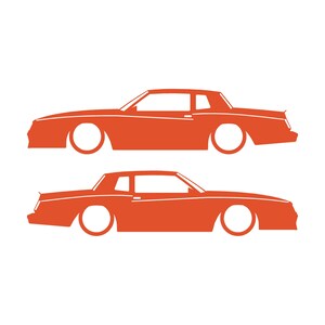 Set Of 2 Car Silhouette Decal Stickers For Chevrolet Monte Carlo SS 4th Gen Outline Coupe Orange