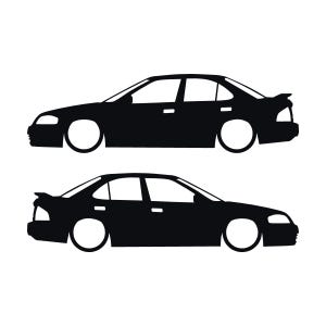 Juego de 2 pegatinas con silueta de coche para Nissan Sentra SE-R B15 Negro
