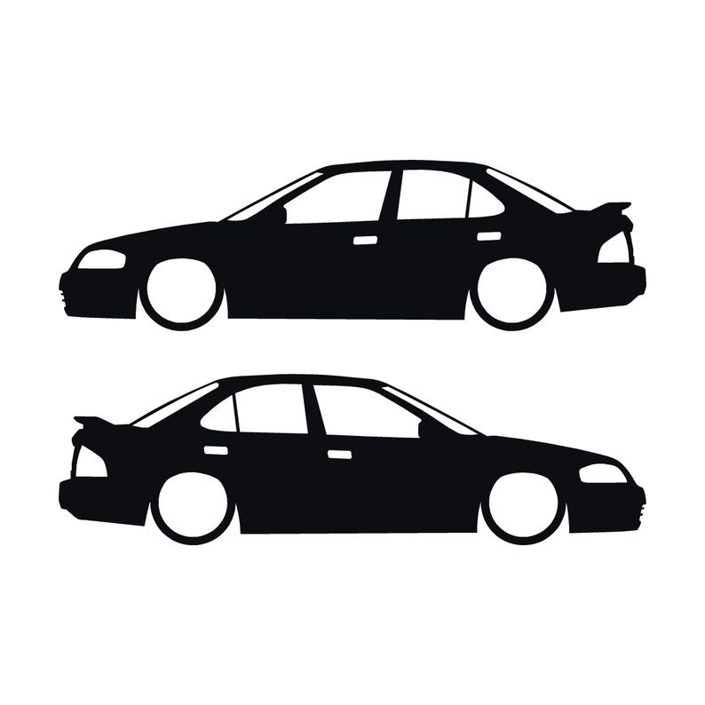 Juego de 2 pegatinas con silueta de coche para Nissan Sentra SE-R B15 Negro