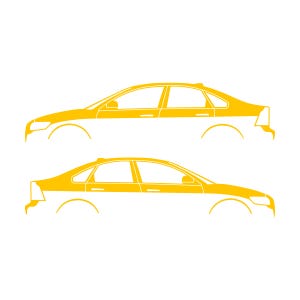 Set Of 2 Car Silhouette Decal Stickers For Volvo S40 2nd Gen Yellow