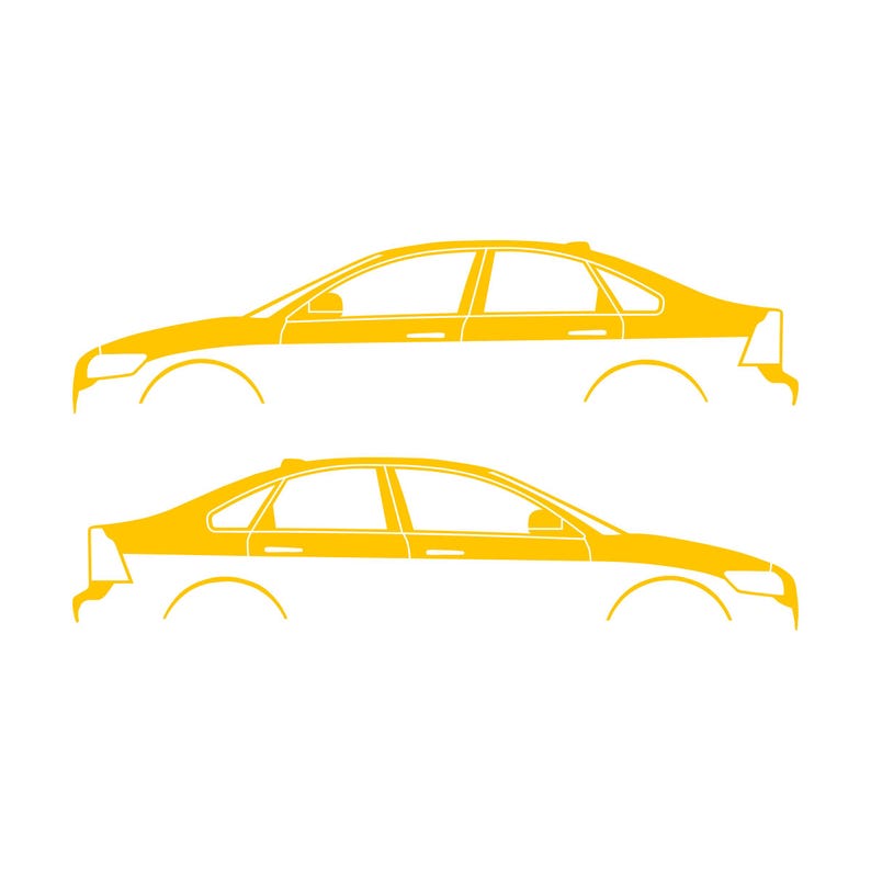 Set Of 2 Car Silhouette Decal Stickers For Volvo S40 2nd Gen Yellow