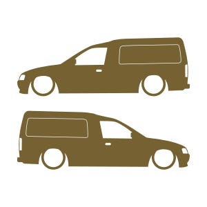 Juego de 2 pegatinas decorativas con silueta de furgoneta rebajada para Ford Escort Mk5 Oro