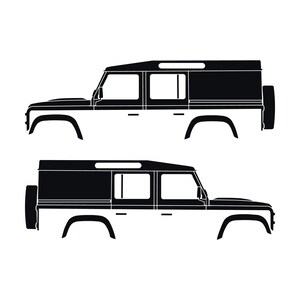 Lot de 2 autocollants silhouette de voiture pour Land Rover Defender 110 Utility Classic Noir