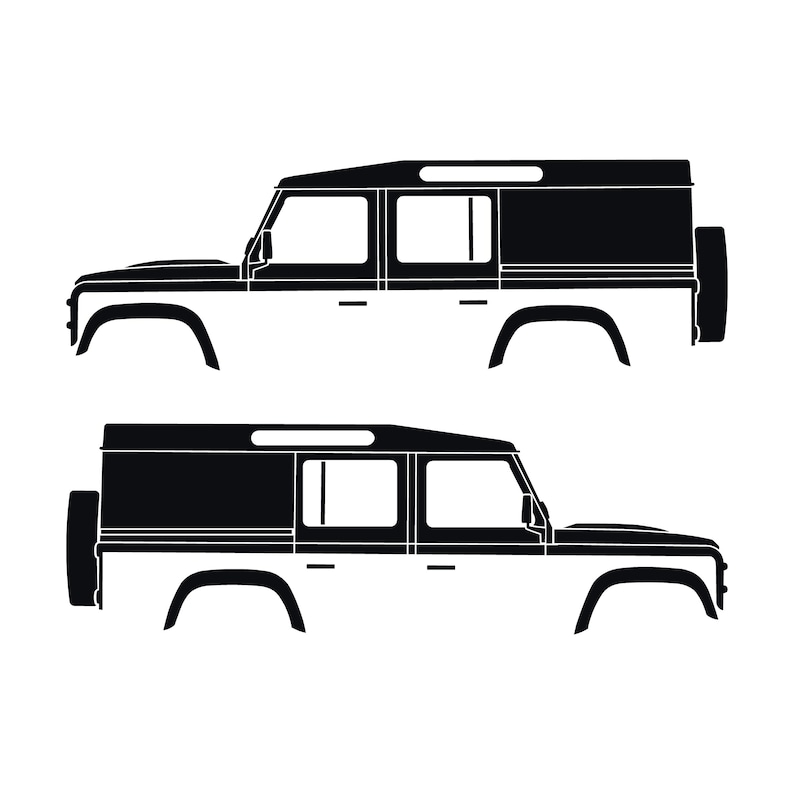 Lot de 2 autocollants silhouette de voiture pour Land Rover Defender 110 Utility Classic Noir