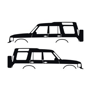 Set Of 2 Lifted Car Silhouette Decal Stickers For Land Rover Discovery 1 2 Classic Black