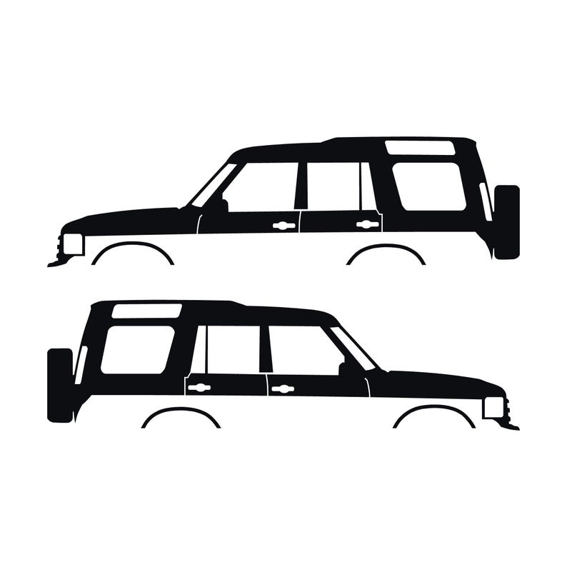 Set Of 2 Lifted Car Silhouette Decal Stickers For Land Rover Discovery 1 2 Classic Black