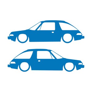 Juego de 2 pegatinas decorativas con silueta de coche rebajado para AMC Pacer Classic Sky Blue