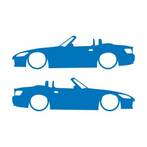 Set Of 2 Lowered Car Silhouette Decal Stickers For Honda S2000 Sky Blue