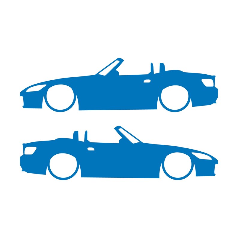 Set Of 2 Lowered Car Silhouette Decal Stickers For Honda S2000 Sky Blue