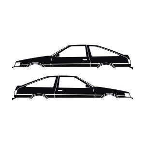 Set Of 2 Car Silhouette Decal Stickers For Toyota AE86 Corolla Levin Hatchback Black