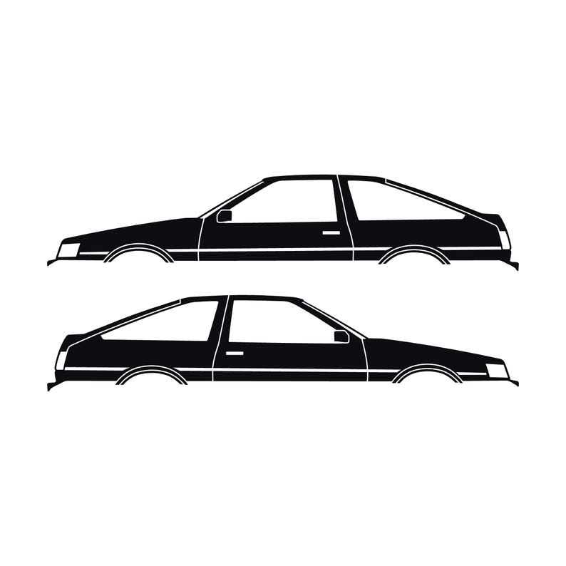 Set Of 2 Car Silhouette Decal Stickers For Toyota AE86 Corolla Levin Hatchback Black