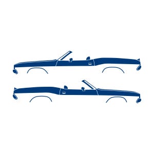 Set Of 2 Car Silhouette Decal Stickers For Dodge Challenger Classic Convertible Blue
