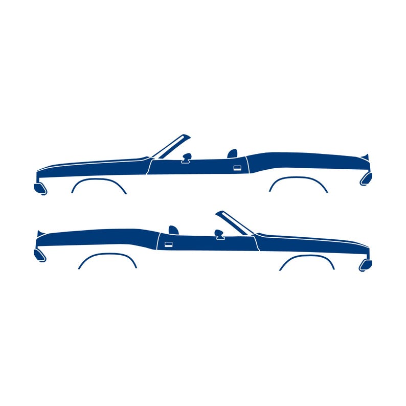 Set Of 2 Car Silhouette Decal Stickers For Dodge Challenger Classic Convertible Blue