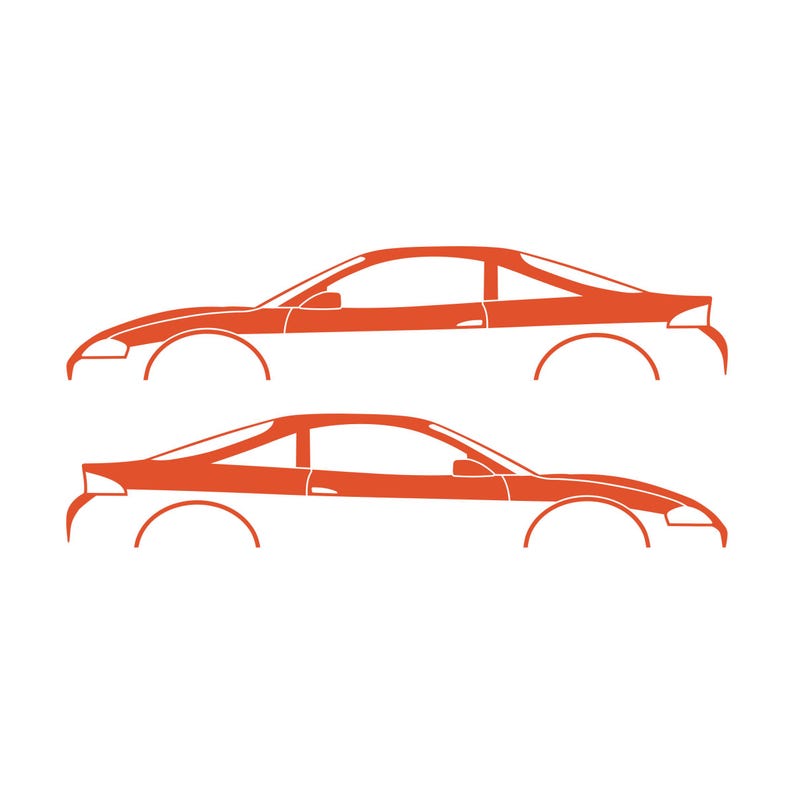 Set Of 2 Car Silhouette Decal Stickers For Mitsubishi Eclipse 2nd Gen 2Gb 1997-99 GS-T GSX Orange