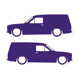 Set Of 2 Lowered Van Silhouette Decal Stickers For Ford Escort Mk1 Purple
