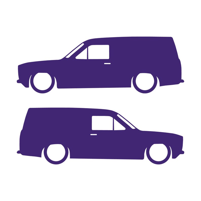 Set Of 2 Lowered Van Silhouette Decal Stickers For Ford Escort Mk1 Purple