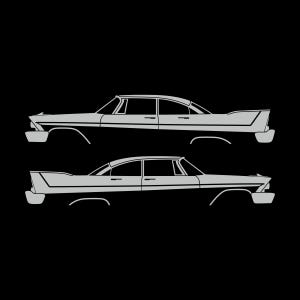 Set Of 2 Car Silhouette Decal Stickers For 1957-58 Plymouth Belvedere Sport Fury 4-door Light Grey