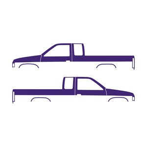 Set Of 2 Truck Silhouette Decal Stickers For Nissan D21 Hardbody King Cab Pickup Purple
