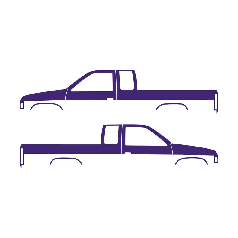 Set Of 2 Truck Silhouette Decal Stickers For Nissan D21 Hardbody King Cab Pickup Purple