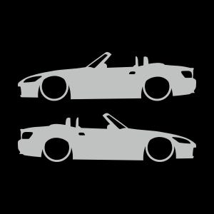 Set Of 2 Lowered Car Silhouette Decal Stickers For Honda S2000 Light Grey