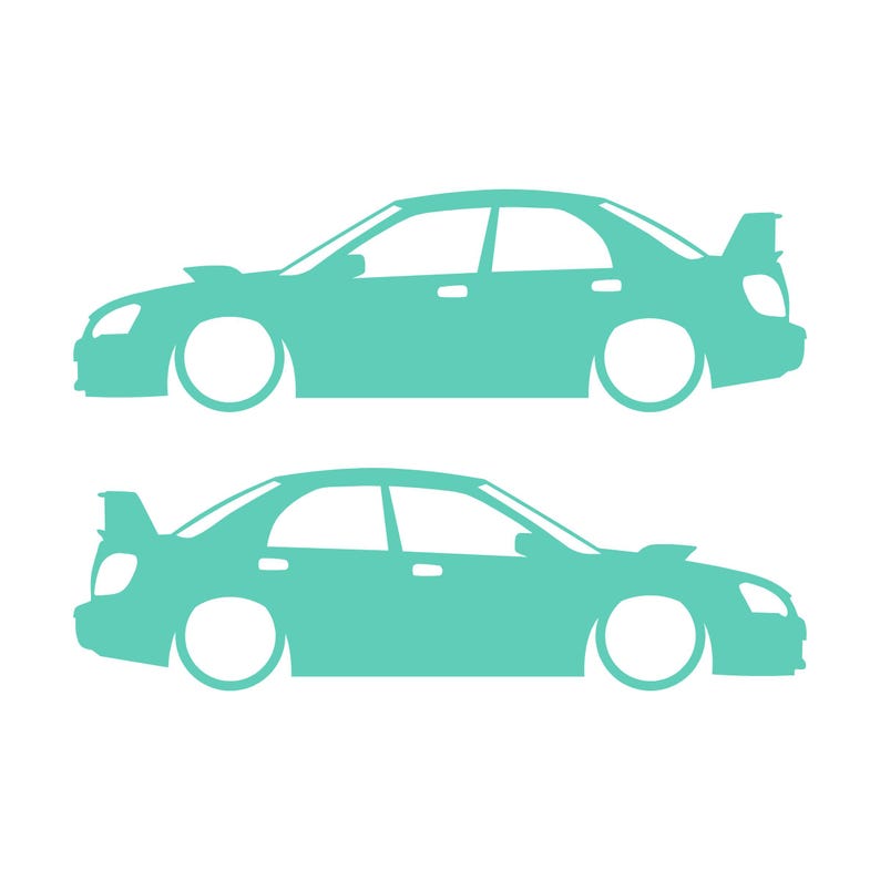 Ensemble de 2 autocollants silhouette de voiture abaissée pour Subaru Impreza WRX 2e génération BLOB EYE Mint