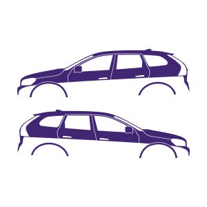 Juego de 2 pegatinas con silueta de coche para Volvo XC60 de primera generación (2009-2017) Morado