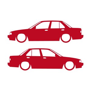 Juego de 2 pegatinas decorativas con silueta de coche rebajado para JDM para Nissan Sentra SE-R Rojo