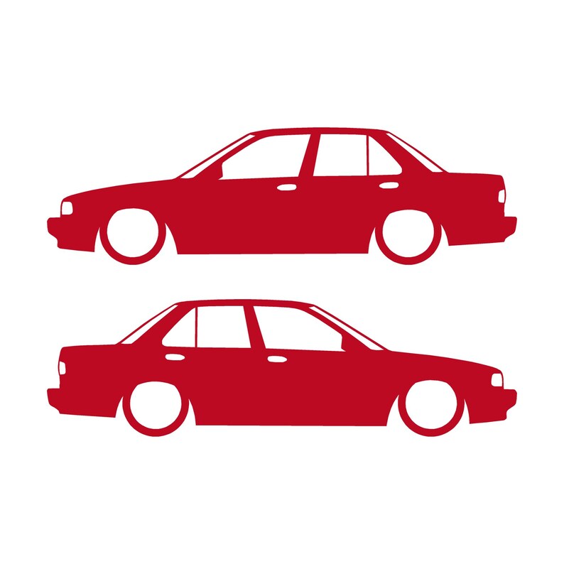 Juego de 2 pegatinas decorativas con silueta de coche rebajado para JDM para Nissan Sentra SE-R Rojo