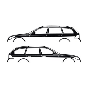 Set Of 2 Car Silhouette Decal Stickers For BMW E61 5-series Touring Black