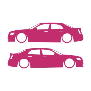 Juego de 2 pegatinas con silueta de coche rebajado para Chrysler 300 SRT de segunda generación. Rosa