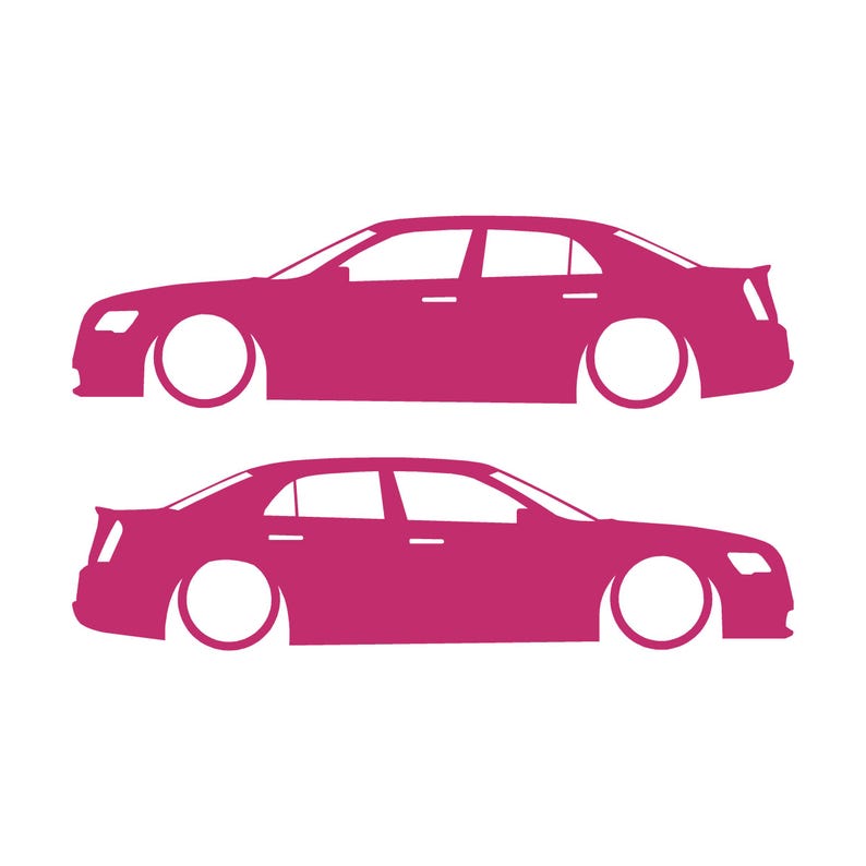 Juego de 2 pegatinas con silueta de coche rebajado para Chrysler 300 SRT de segunda generación. Rosa
