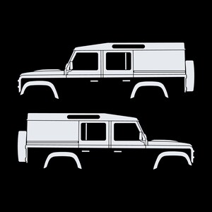 Lot de 2 autocollants silhouette de voiture pour Land Rover Defender 110 Utility Classic Blanc