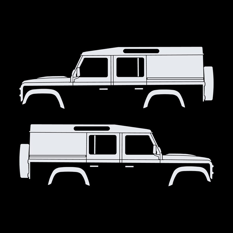 Lot de 2 autocollants silhouette de voiture pour Land Rover Defender 110 Utility Classic Blanc