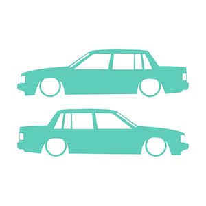 Zestaw 2 naklejek z obniżoną sylwetką samochodu do Volvo 740 744 Sedan Mint