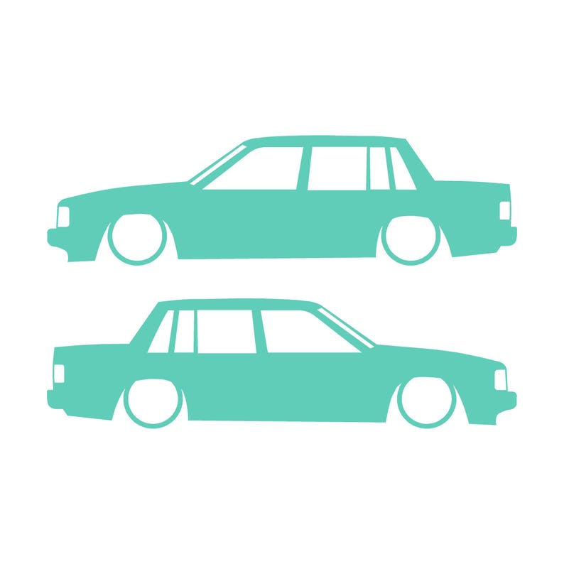 Zestaw 2 naklejek z obniżoną sylwetką samochodu do Volvo 740 744 Sedan Mint