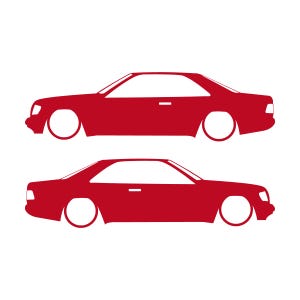 Set Of 2 Car Silhouette Decal Stickers For The Mercedes C124 E-Class W124 Coupe Red