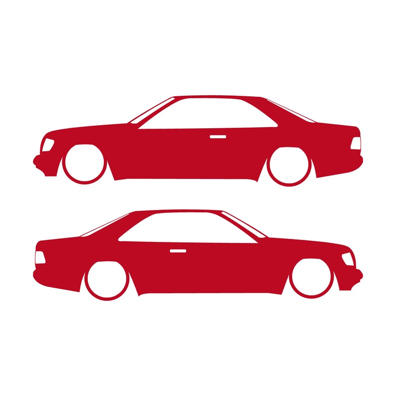 Set Of 2 Car Silhouette Decal Stickers For The Mercedes C124 E-Class W124 Coupe Red