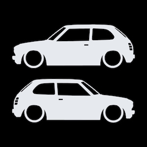 Set di 2 adesivi a forma di silhouette per auto Honda Civic EG Hatch Si 5a generazione B16 JDM Bianco