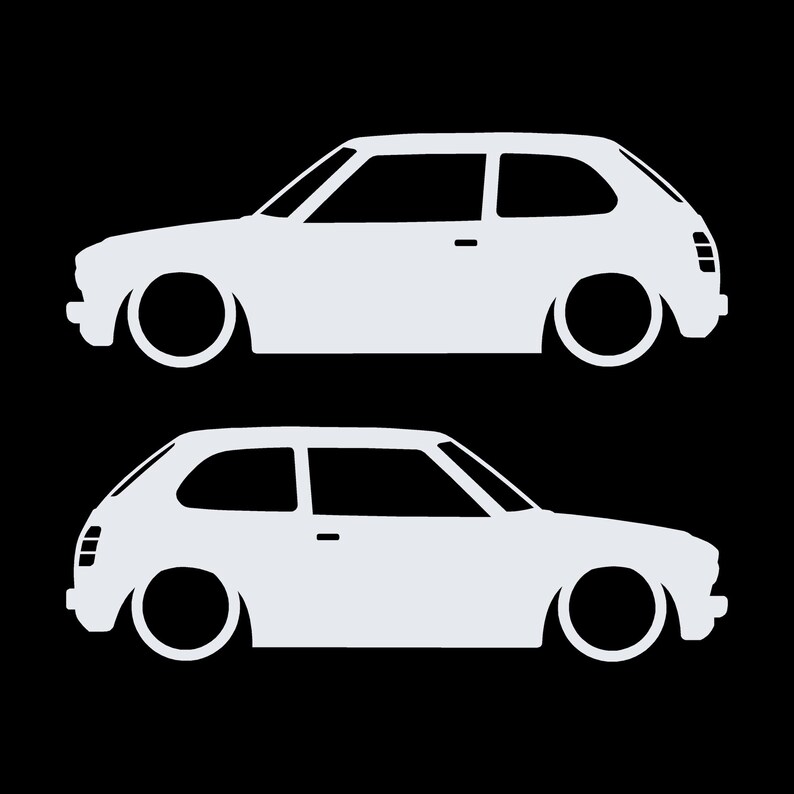 Set di 2 adesivi a forma di silhouette per auto Honda Civic EG Hatch Si 5a generazione B16 JDM Bianco