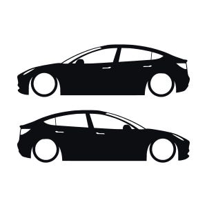 Set Of 2 Lowered Car Silhouette Decal Stickers For Tesla Model Y Black