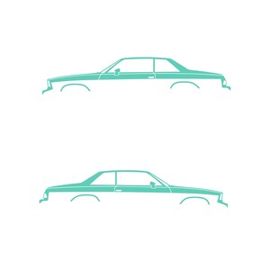 Set Of 2 Lowered Car Silhouette Decal Stickers For Chevrolet Malibu G-Body Coupe Mint