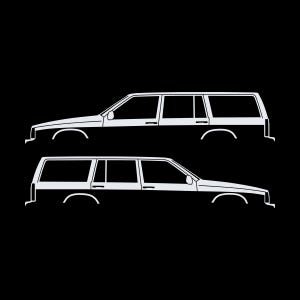 Zestaw 2 naklejek z sylwetkami samochodów do Volvo 745 Wagon zdjęcie 3