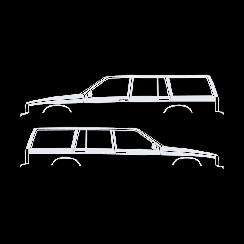 Zestaw 2 naklejek z sylwetkami samochodów do Volvo 745 Wagon zdjęcie 3
